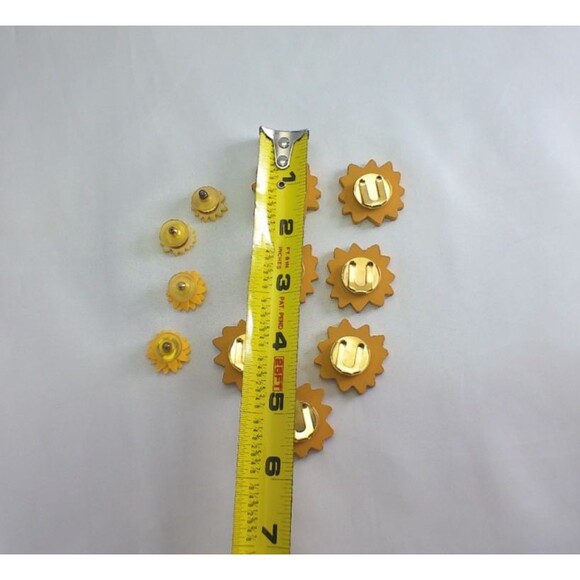 Vintage Sunflower Earrings Button Covers Yellow Brown Lot of 9 - Picture 6 of 6